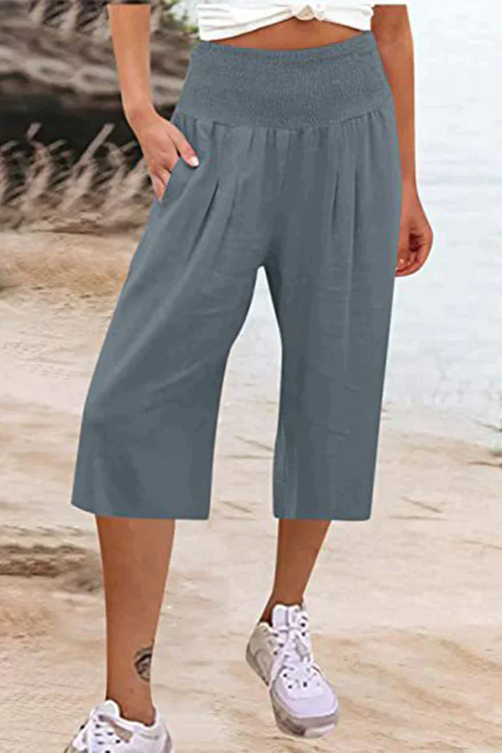 Wijdere Hoge Taille Broek Comfortabel Middellang voor Vrouw