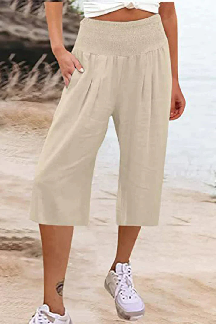 Wijdere Hoge Taille Broek Comfortabel Middellang voor Vrouw