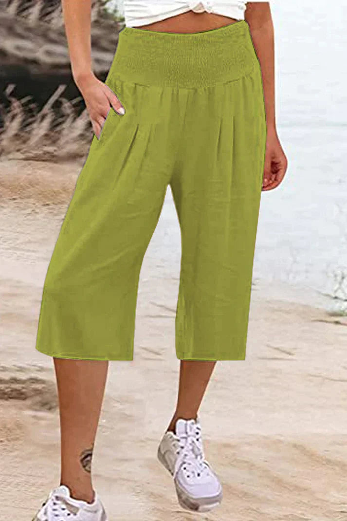 Wijdere Hoge Taille Broek Comfortabel Middellang voor Vrouw