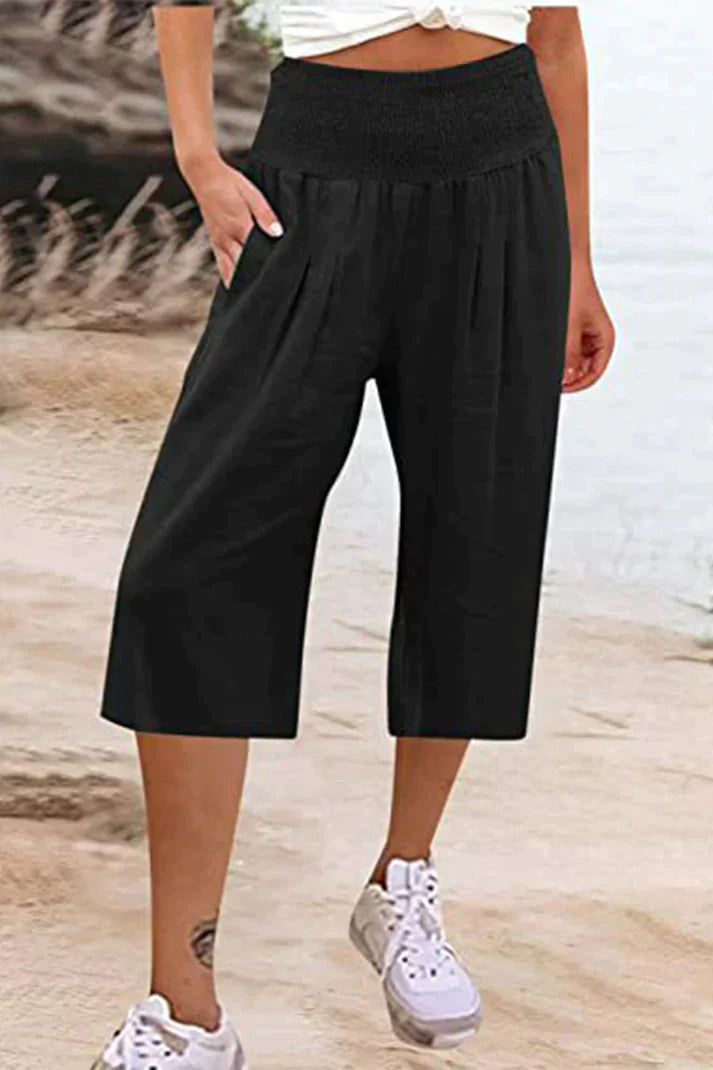 Wijdere Hoge Taille Broek Comfortabel Middellang voor Vrouw - StudioMarella