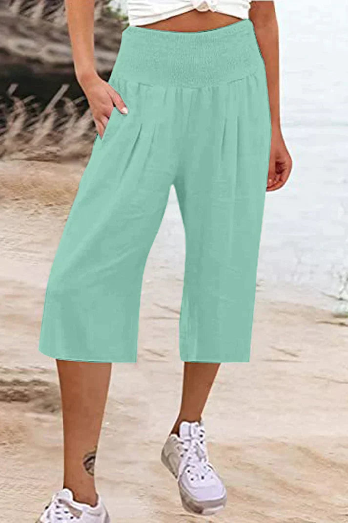 Wijdere Hoge Taille Broek Comfortabel Middellang voor Vrouw