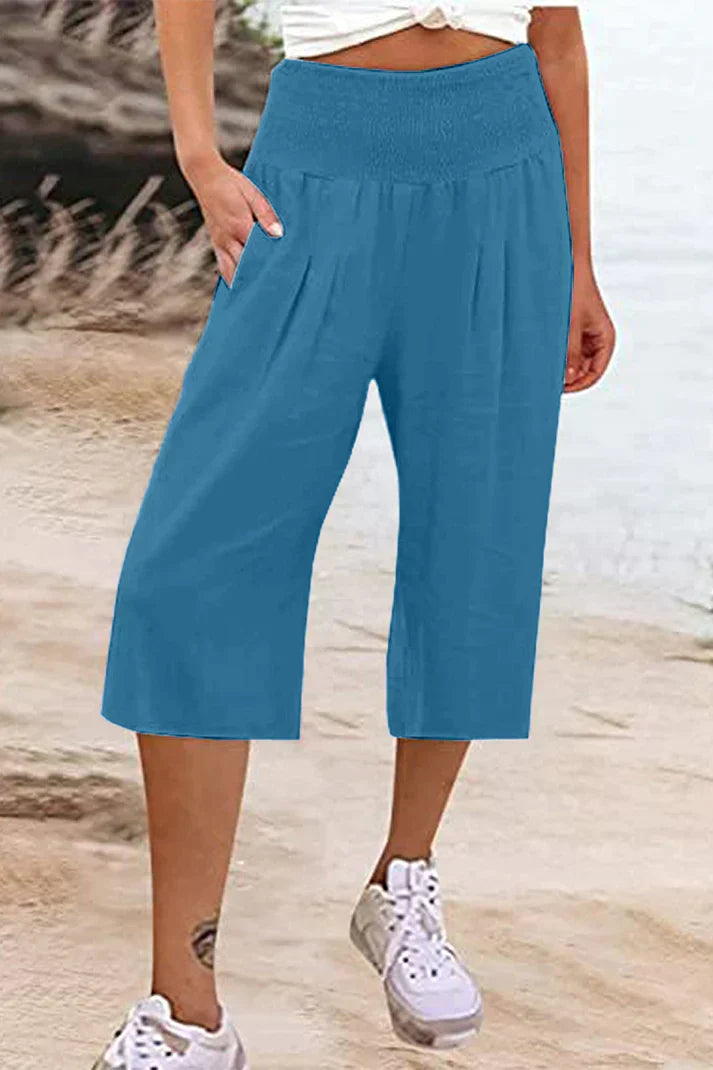 Wijdere Hoge Taille Broek Comfortabel Middellang voor Vrouw