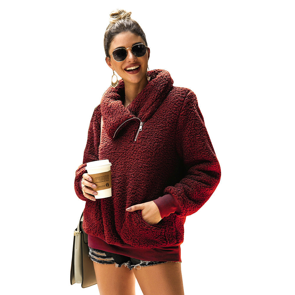 Dames Trui Teddy Warm met Rits en Kraag