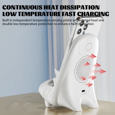 Draadloze Oplader 15W met Houder – Smartphone Snellader Staand of Liggend – Stoel Design met Koeling