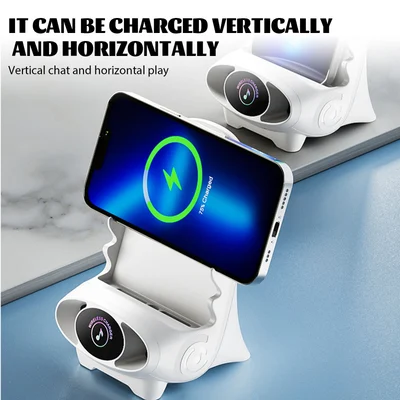 Draadloze Oplader 15W met Houder – Smartphone Snellader Staand of Liggend – Stoel Design met Koeling