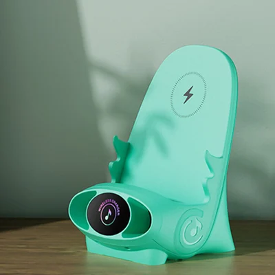 Draadloze Oplader 15W met Houder – Smartphone Snellader Staand of Liggend – Stoel Design met Koeling