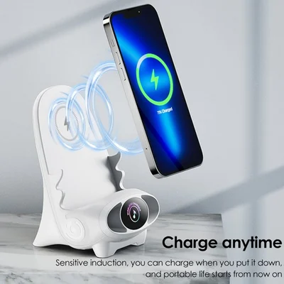 Draadloze Oplader 15W met Houder – Smartphone Snellader Staand of Liggend – Stoel Design met Koeling