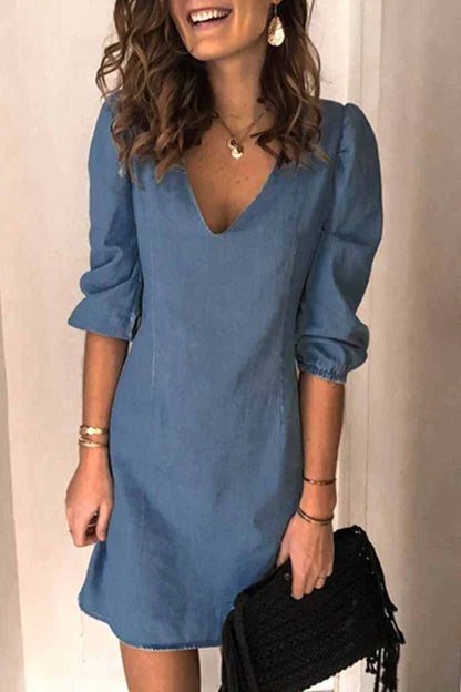 Vrouwelijke Zomerkleed Jurk met V-Hals Casual Korte Stijl