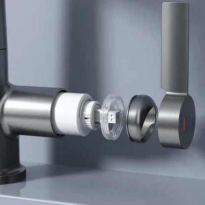 Flexibele Keukenkraan met LED Temperatuurindicator Chroom Zwart Wit 360° Draaibaar Uittrekbaar 60cm voor Keuken en Badkamer