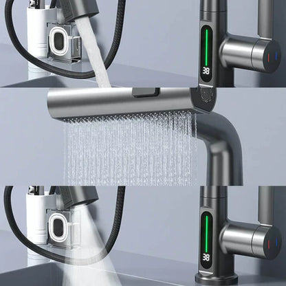 Flexibele Keukenkraan met LED Temperatuurindicator Chroom Zwart Wit 360° Draaibaar Uittrekbaar 60cm voor Keuken en Badkamer