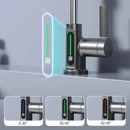 Flexibele Keukenkraan met LED Temperatuurindicator Chroom Zwart Wit 360° Draaibaar Uittrekbaar 60cm voor Keuken en Badkamer