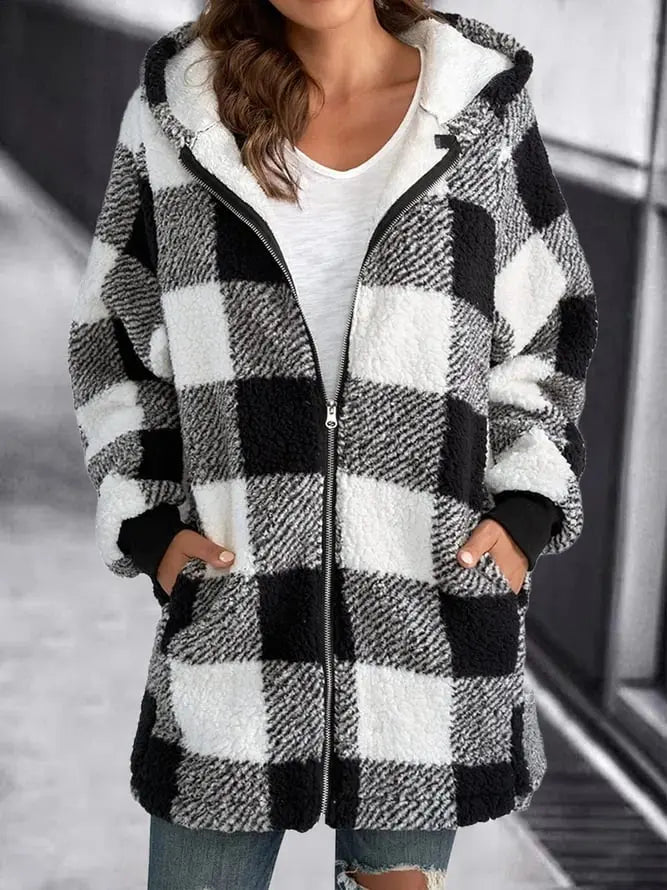 Dames Winterjas Stevig Warm Geruit - StudioMarella