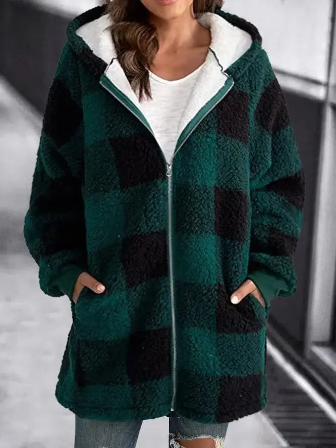 Dames Winterjas Stevig Warm Geruit