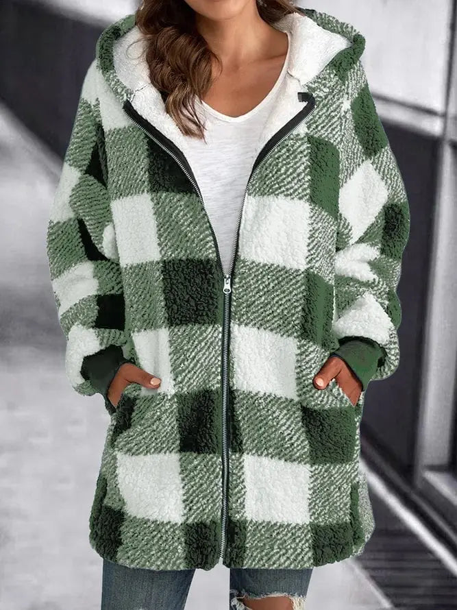 Dames Winterjas Stevig Warm Geruit
