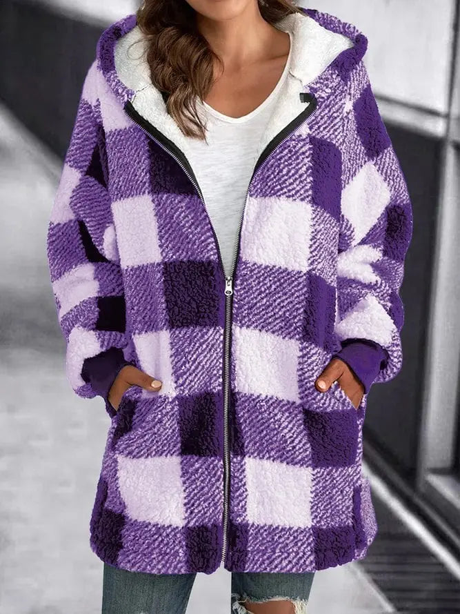 Dames Winterjas Stevig Warm Geruit