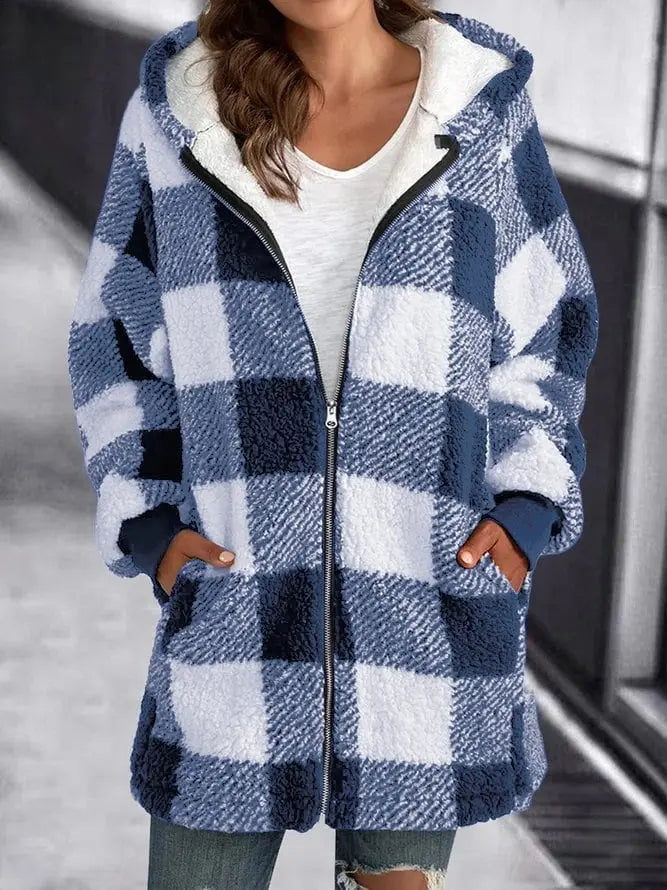 Dames Winterjas Stevig Warm Geruit