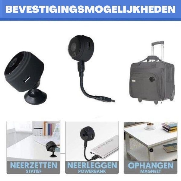 Compacte Beveiligingscamera HD 1080P Draadloos Infrarood Nachtzicht WiFi 150° Breedte Magnetische Montage App Bediening