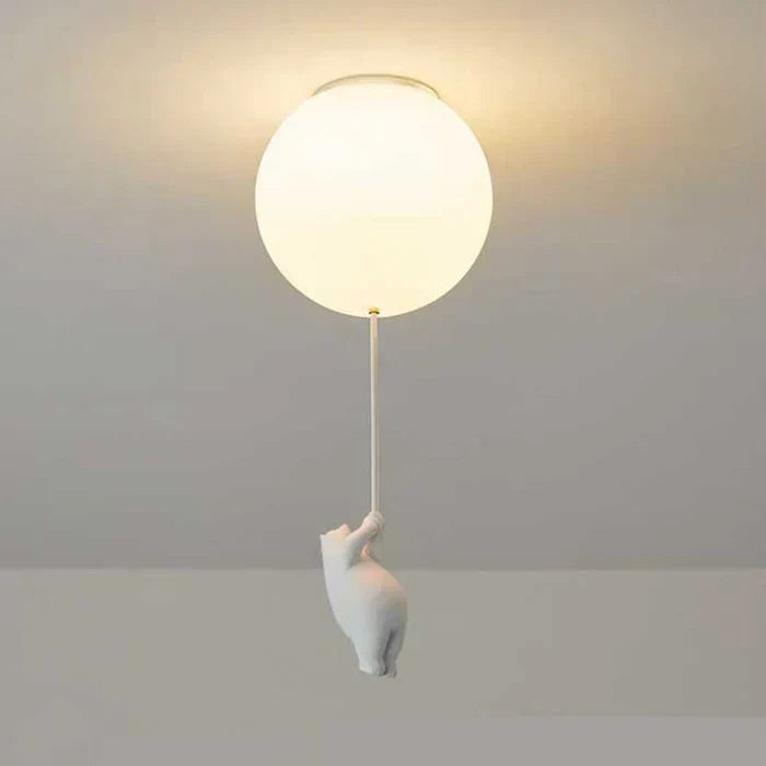 Kinderkamer hanglamp met beer en ballon, speelse plafondlamp met warm led licht voor slaapkamer en woonkamer