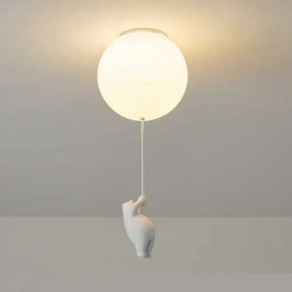 Kinderkamer hanglamp met beer en ballon, speelse plafondlamp met warm led licht voor slaapkamer en woonkamer