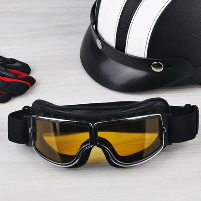 Retro Motorgoggles met Beschermglazen en Verstelbare Band