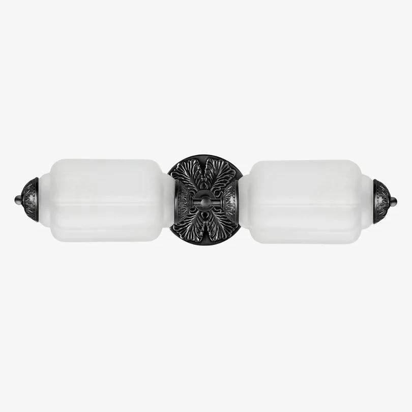 Vintage Art Deco Milk Glass Eloise Vanity Light Fixture