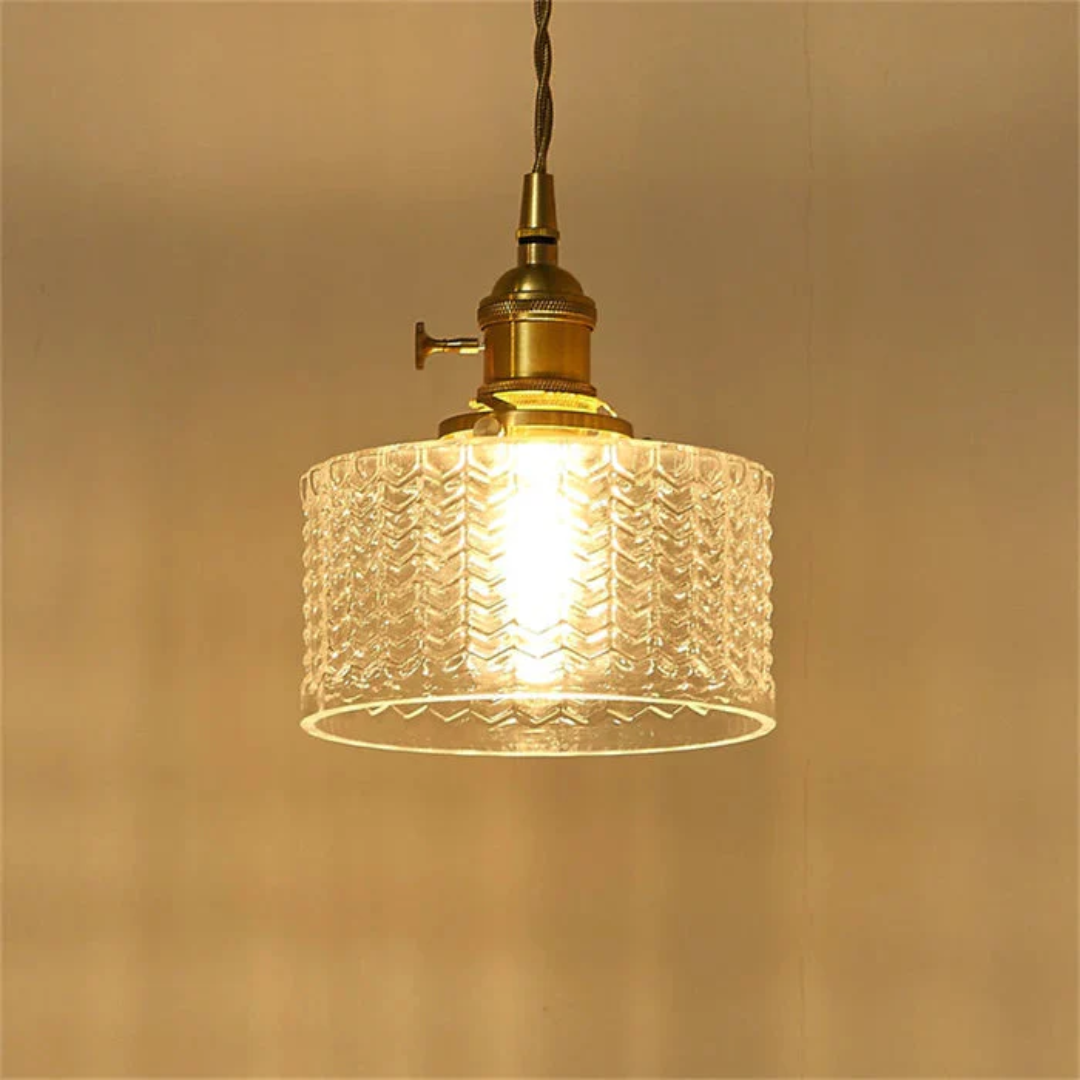 Quilivon Hanglamp Glas Messing Groen E27 Keuken Eettafel Retro Verlichting Geribbeld Glas Design