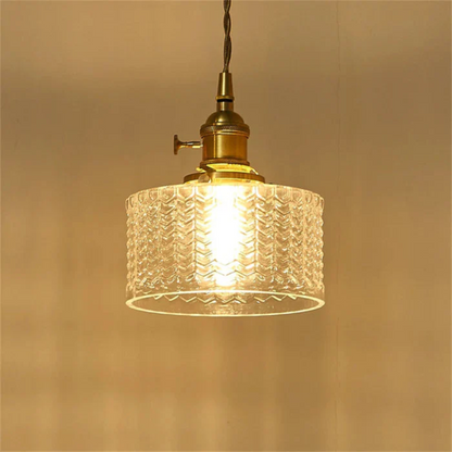 Quilivon Hanglamp Glas Messing Groen E27 Keuken Eettafel Retro Verlichting Geribbeld Glas Design