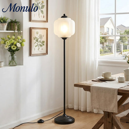 Decoratieve Glazen Pompoen Vloerlamp Retro Organische Stijl Woonkamer Staande Lamp