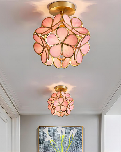 Moderne plafondlamp met bloemdesign in acryl en goudkleurig ijzer – luxe LED designlamp 20 cm