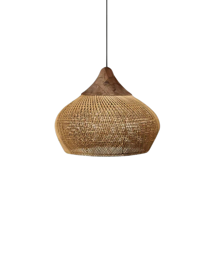 Handgeweven rotan hanglamp in boho stijl – natuurlijke plafondlamp voor eetkamer en woonkamer met warme lichtuitstraling