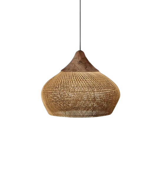 Handgeweven rotan hanglamp in boho stijl – natuurlijke plafondlamp voor eetkamer en woonkamer met warme lichtuitstraling