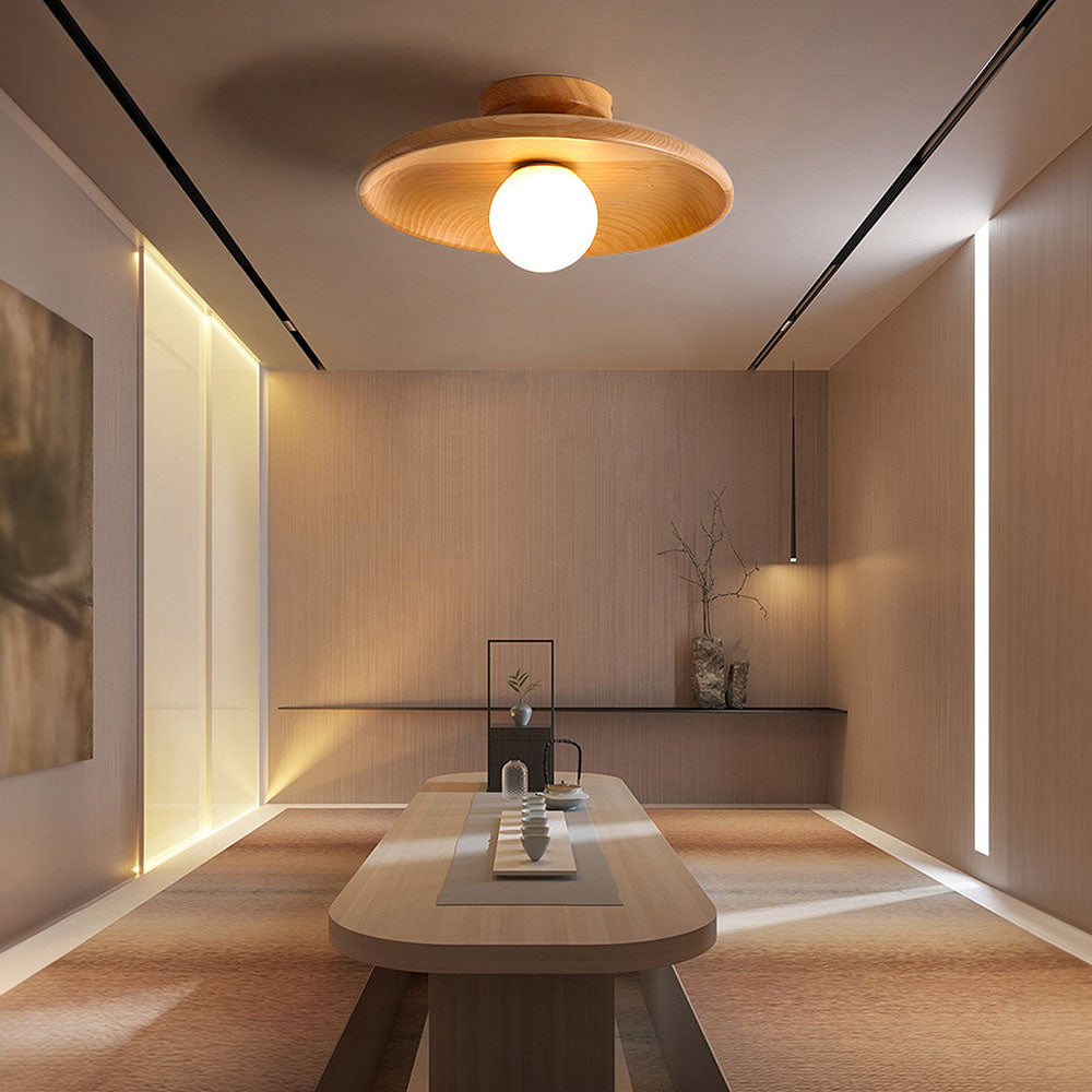 LED Plafondlamp Hout 15cm G4 Warm Licht Woonkamer Slaapkamer Gang Houten Plafondlamp Compact Rond Design