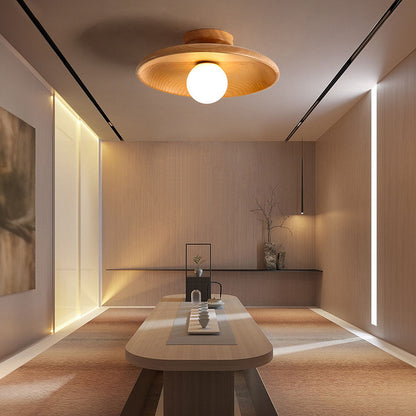 LED Plafondlamp Hout 15cm G4 Warm Licht Woonkamer Slaapkamer Gang Houten Plafondlamp Compact Rond Design