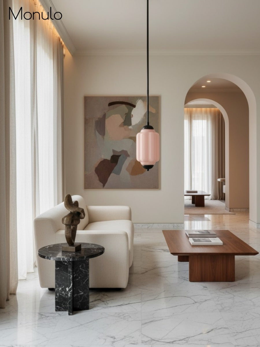 Vintage Glazen Hanglamp met Nostalgische Uitstraling – Verfijnde Verlichting voor Eetkamer en Keuken