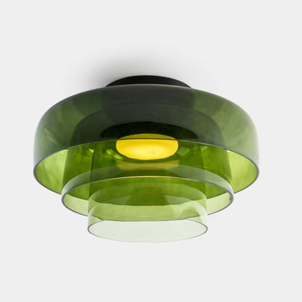 Design Glazen Plafondlamp met Gelaagde Structuur — Elegant Lichtspel voor Eetkamer, Woonkamer en Slaapkamer