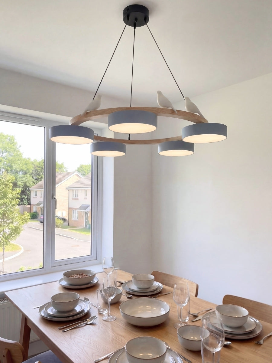 Decoratieve Vogelkroonluchter met Gekleurde Cirkels voor Eetkamer en Woonkamer