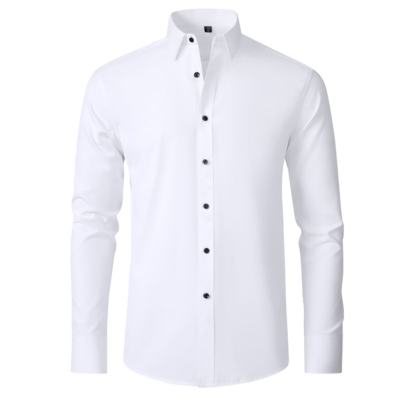 Herenshirt Lange Mouwen Slim Fit Stretch Met Stropdas
