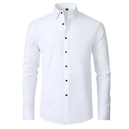 Herenshirt Lange Mouwen Slim Fit Stretch Met Stropdas