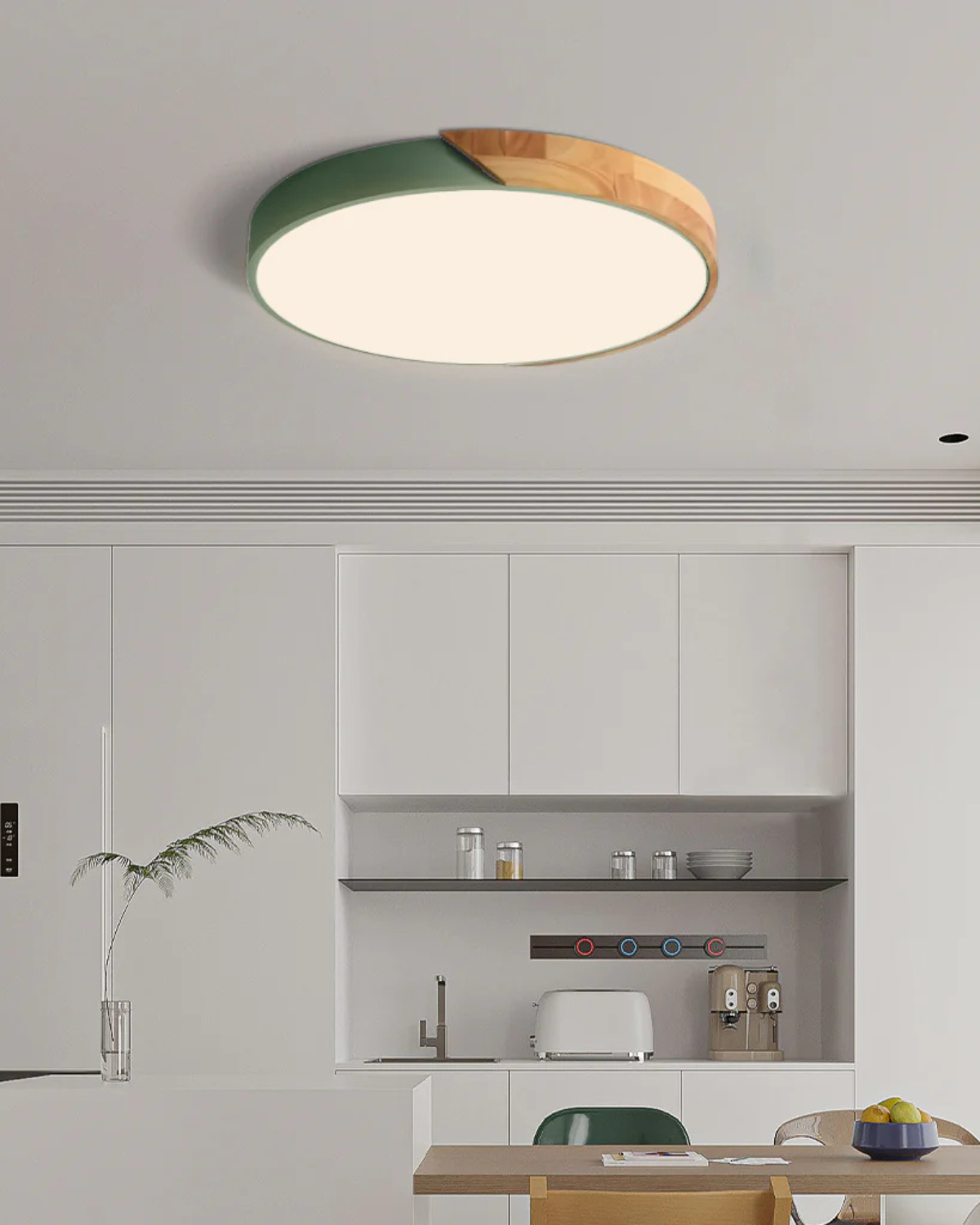 Moderne ronde plafondlamp met houtaccent en LED verlichting – minimalistische designlamp in 23 30 40 50 en 60 cm