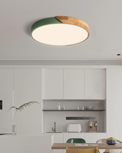 Moderne ronde plafondlamp met houtaccent en LED verlichting – minimalistische designlamp in 23 30 40 50 en 60 cm