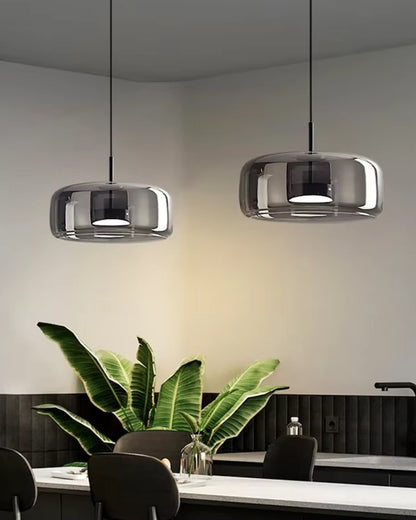 Hanglamp Rookglas met LED Verlichting Goud Zwart Amber Dimbaar Eetkamer | Scandinavische Glazen Plafondlamp Metalen Finish Keukeneiland Moderne Verlichting Woonkamer Design