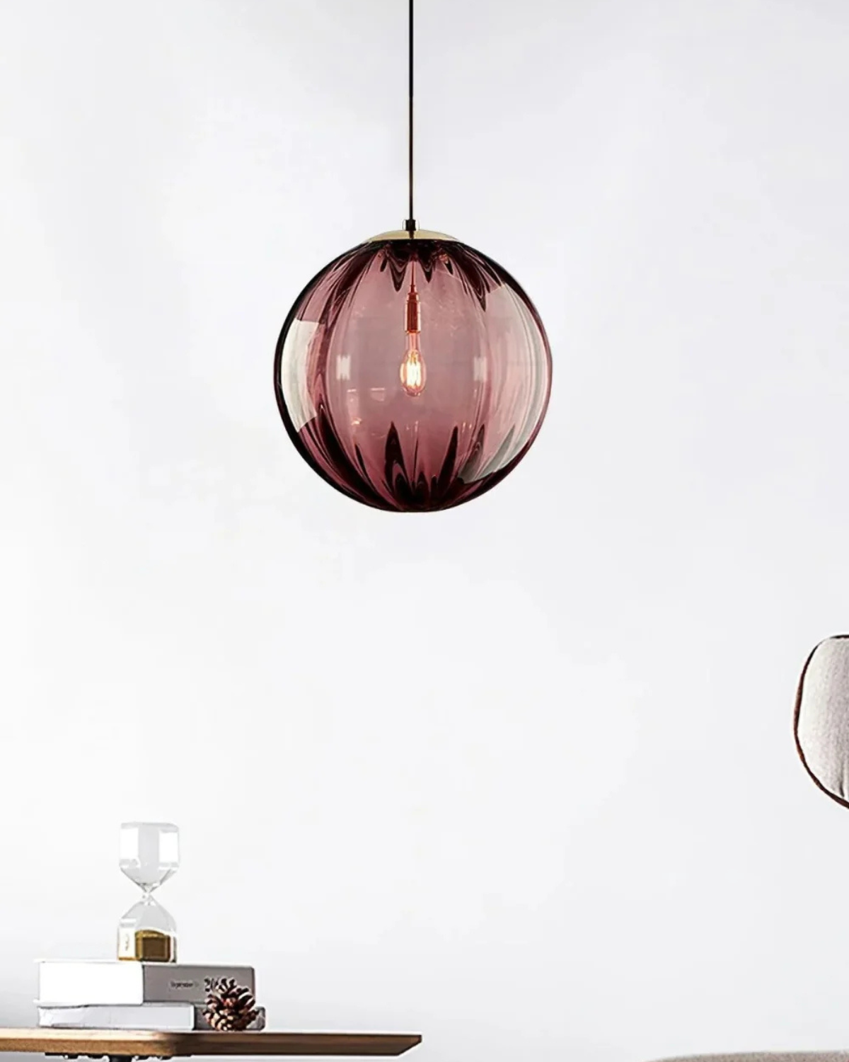 Handgeblazen glazen hanglamp bol met verstelbare kabel grijs blauw bruin rood groen amber 15x22cm 20x25cm sfeerlicht eetkamer woonkamer slaapkamer moderne design verlichting