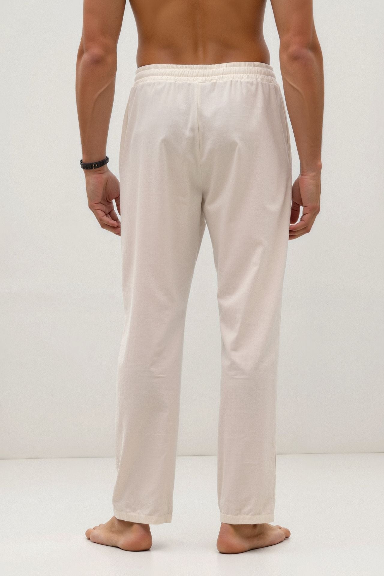 Witte Loungebroek voor Heren met Elastische Kordel