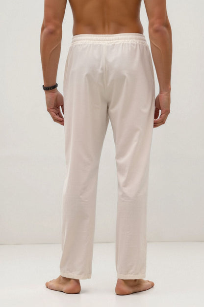 Witte Loungebroek voor Heren met Elastische Kordel