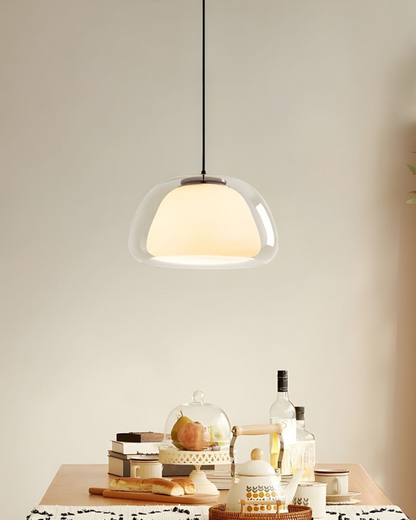 Luxe Glazen Hanglamp Met Mat En Transparant Glas In Minimalistisch Japandi Design