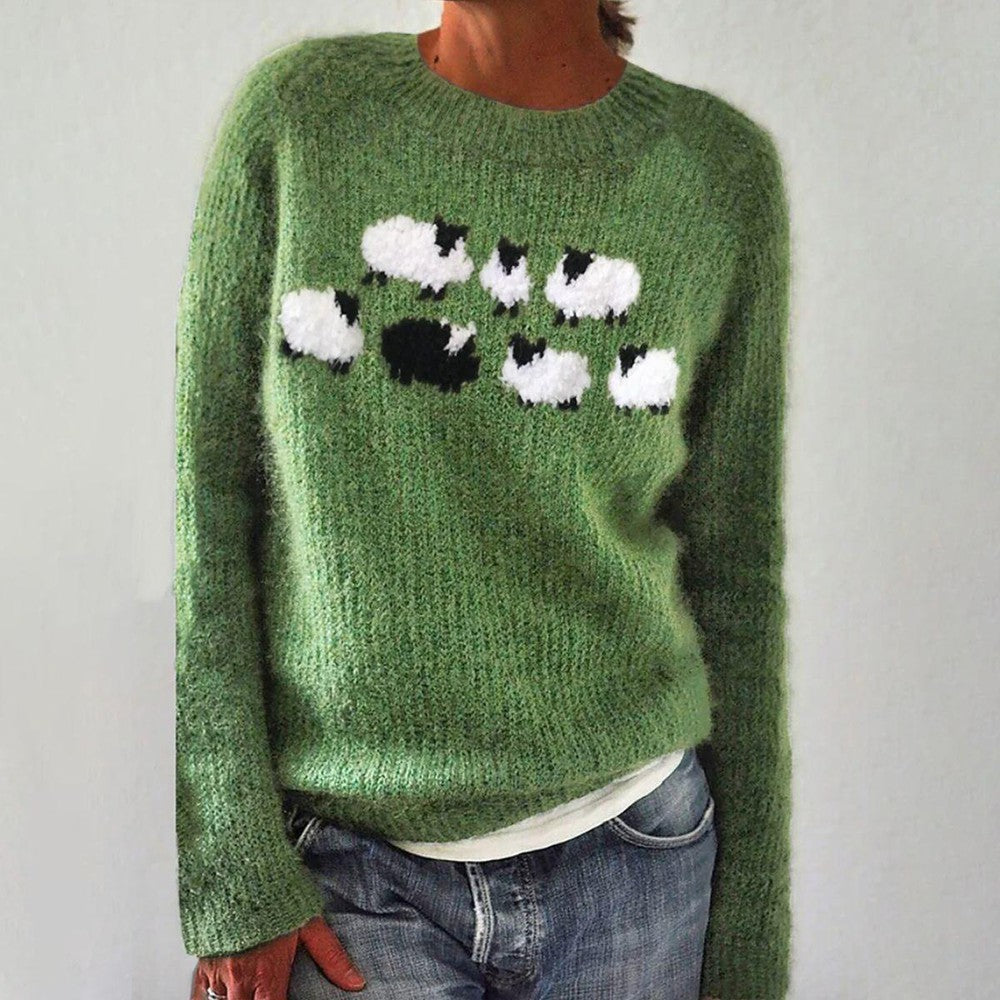 Dames Trui Lange Mouwen Groen Leuke Print - StudioMarella