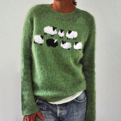 Dames Trui Lange Mouwen Groen Leuke Print - StudioMarella