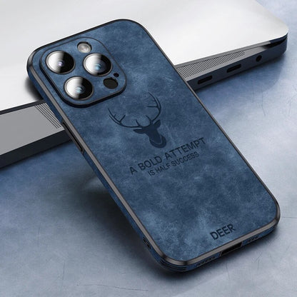 Luxe Wildleren iPhone Hoes Zwart Bruin Donkergroen Lichtblauw Beschermhoes met Shockabsorptie Camerabescherming