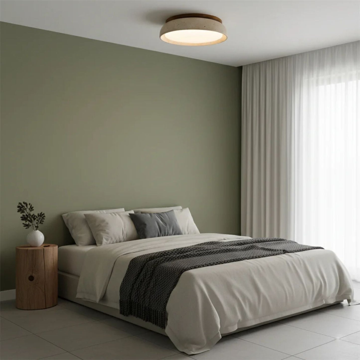 Depiara plafondlamp travertin hout LED 3000K beige plafondverlichting woonkamer slaapkamer hal badkamer modern minimalistisch
