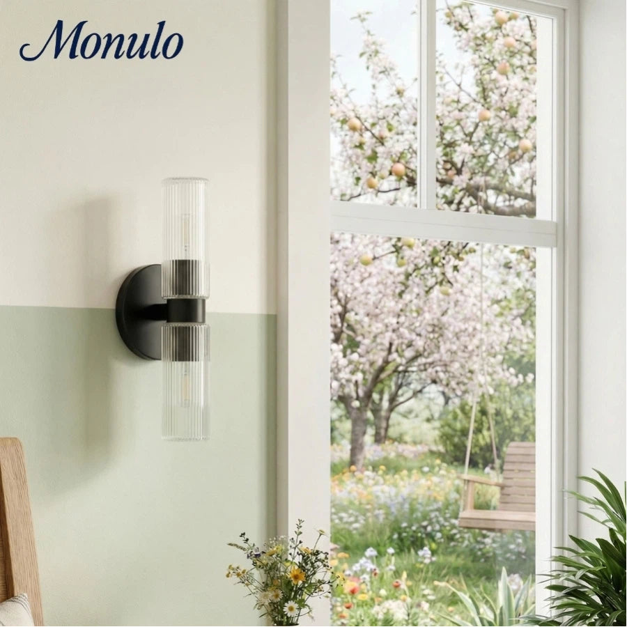 Wandlamp met dubbele geribbelde glazen buizen – hedendaagse wandverlichting voor hal en entree